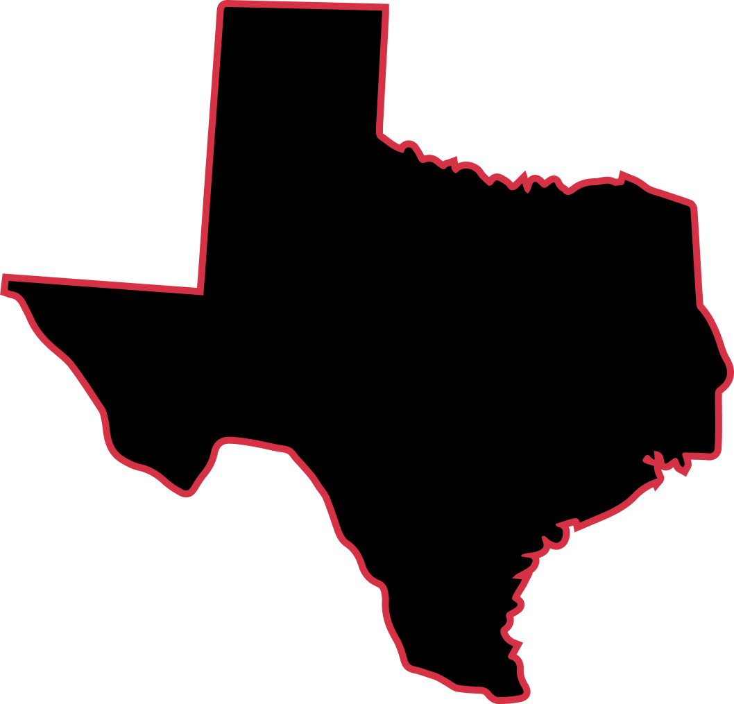 state of texas outlined in red